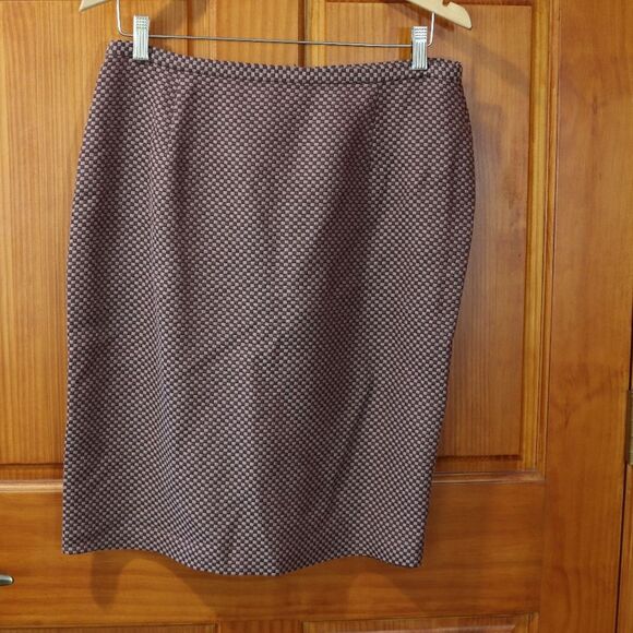 Kay Unger Brown Checkered Skirt Suit & Blazer Jacket Set 12 Vintage Chic - Picture 9 of 15